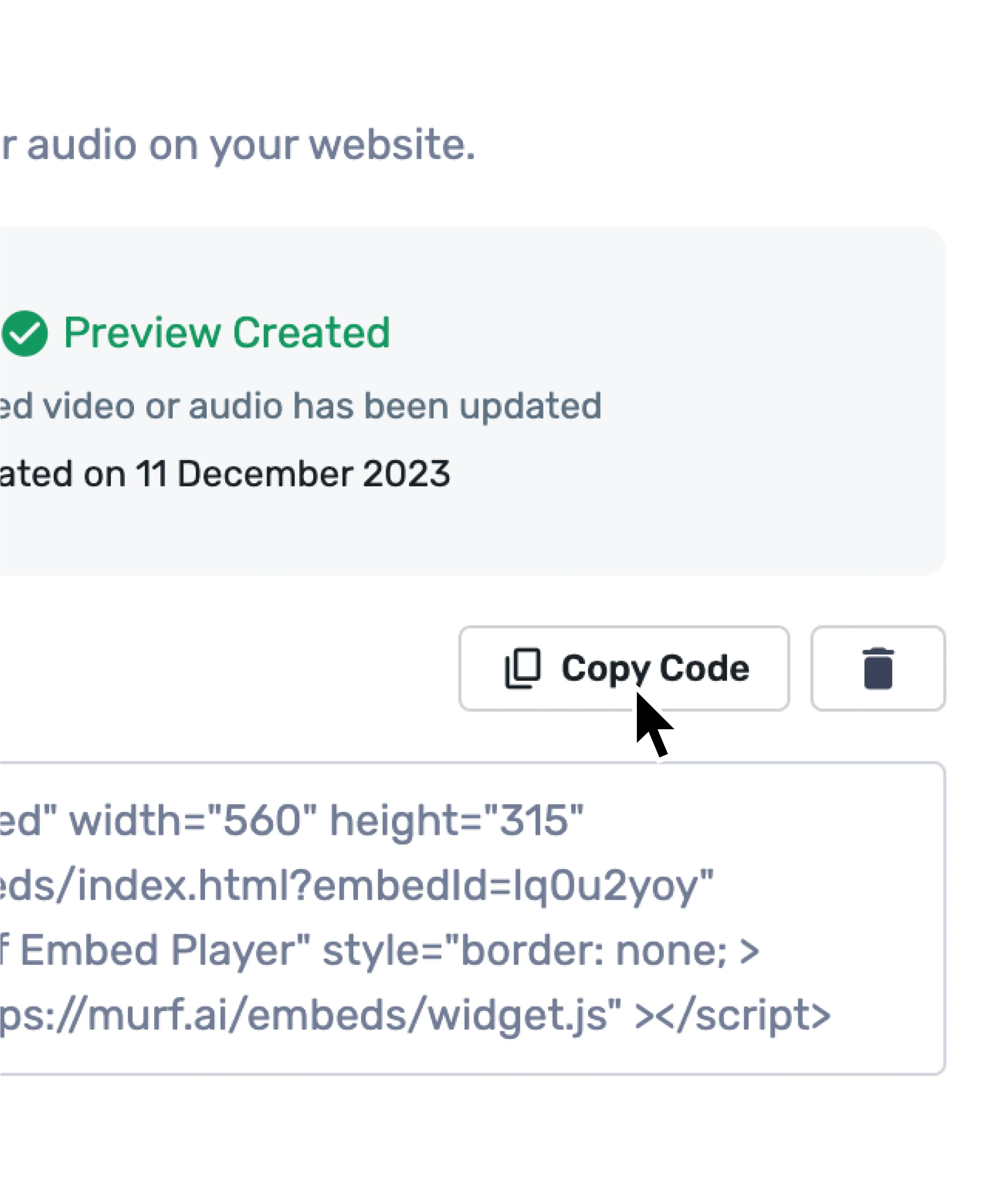 Embed Murf voices using HTML iframe to your website