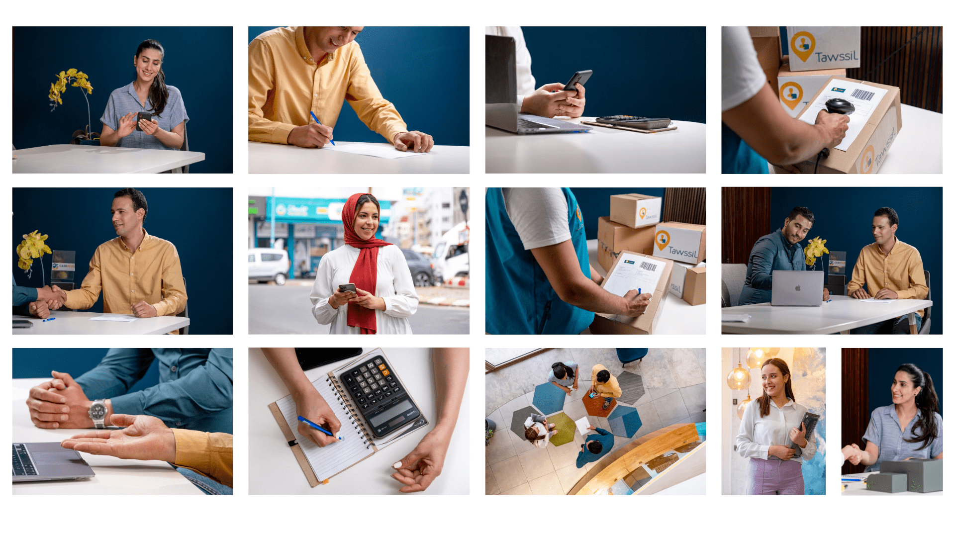 Un patchwork montrant la multitude de services financiers proposés par Cash Plus au Maroc
