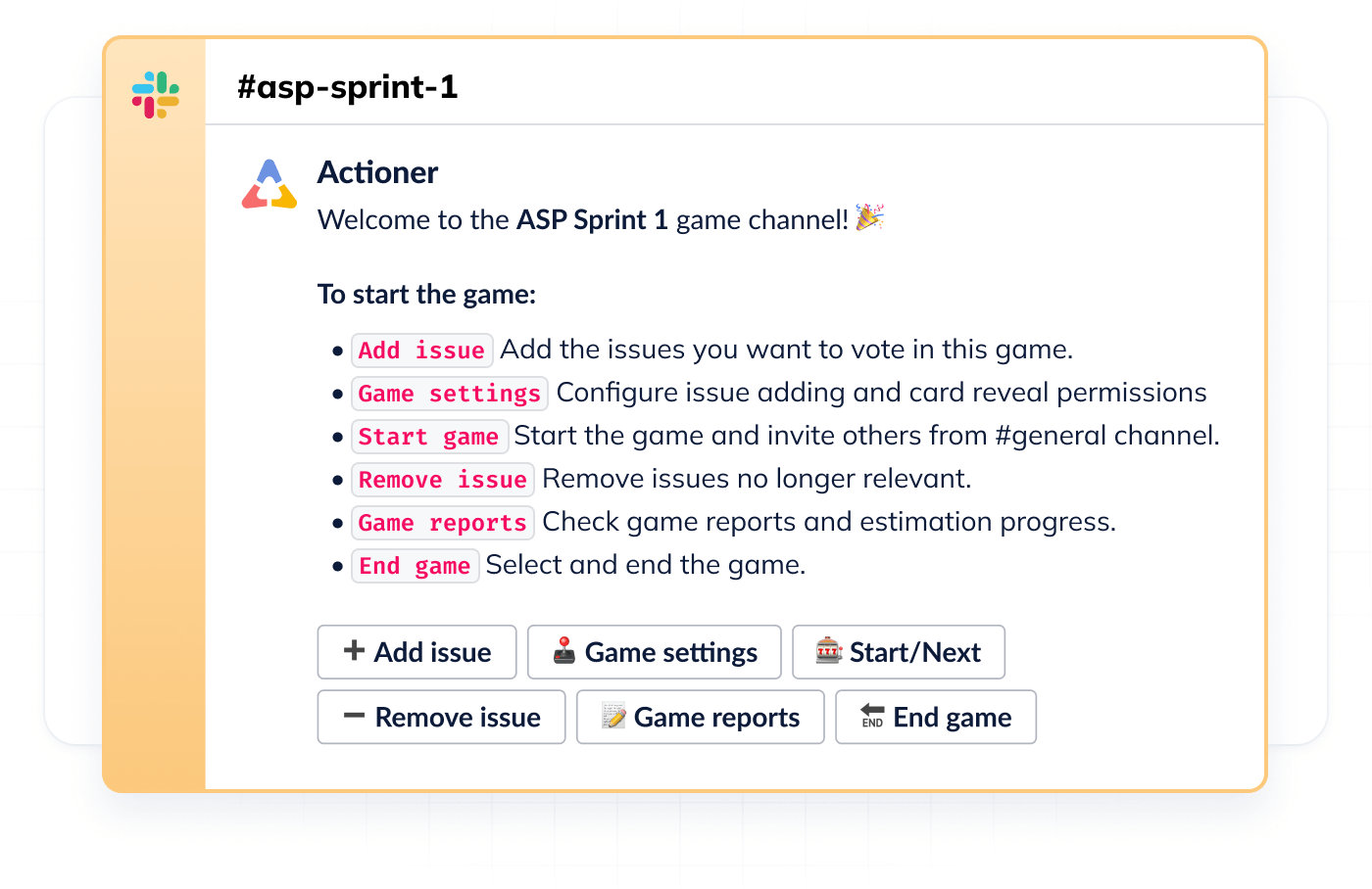 Planning poker for Slack by Actioner