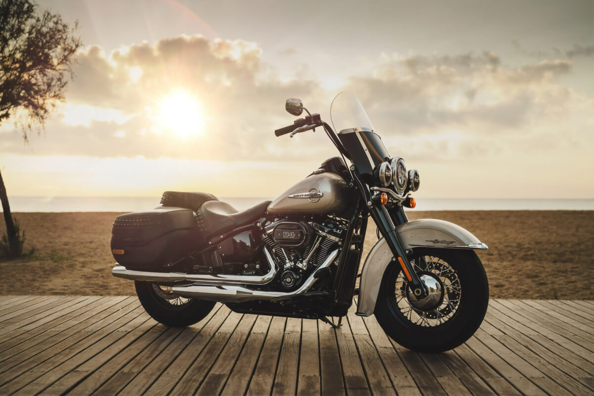 A motorcycle parked on the road