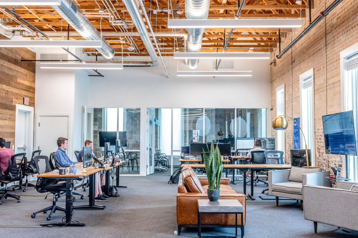 An office with people working
