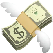 Paper dollar with wings emoji