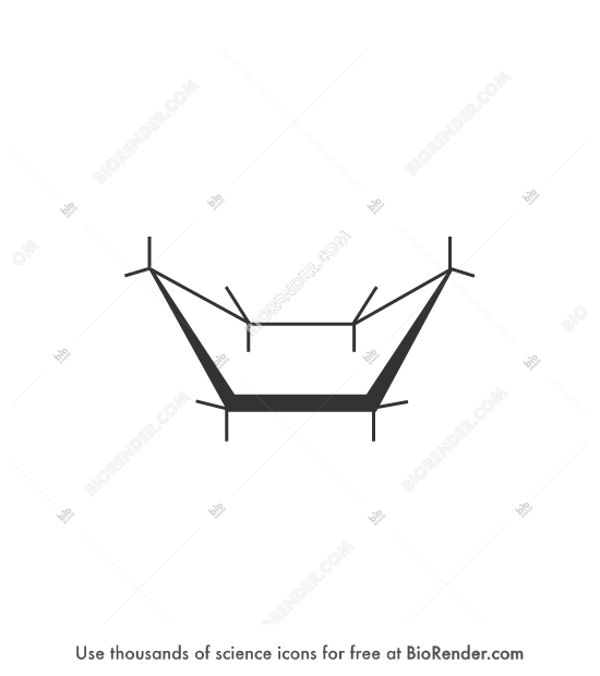 Free Cyclohexane (boat conformation 1, blank bonds) Icons, Symbols