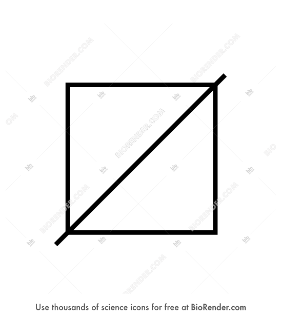 Pedigree symbol (male, deceased) - Editable icon of a pedigree symbol of an unfilled square with a diagonal dash representing a deceased male