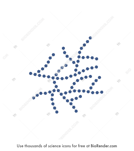 Glycogen (small) - Editable icon of a small glycogen with multibranched strands of glucose units