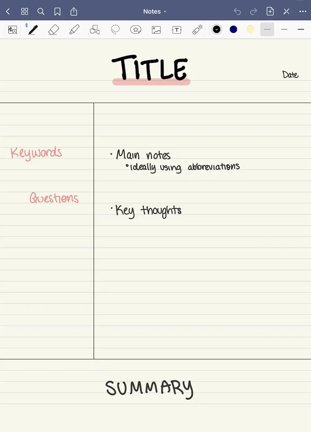 Cornell Notes Template