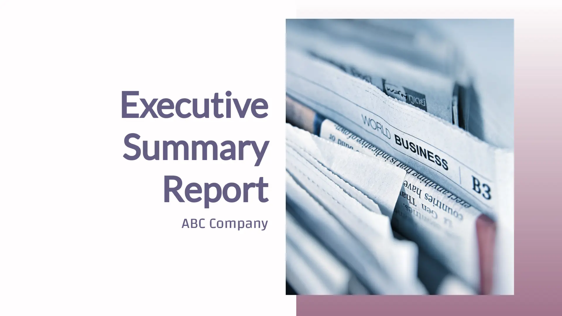 Executive Summary Report Presentation Template