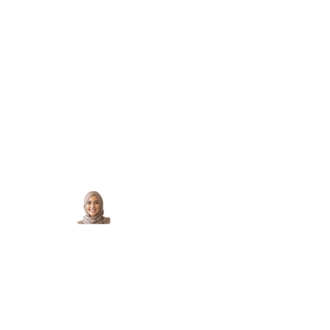 Eliza Ahmad, a smiling woman in a light tan hijab