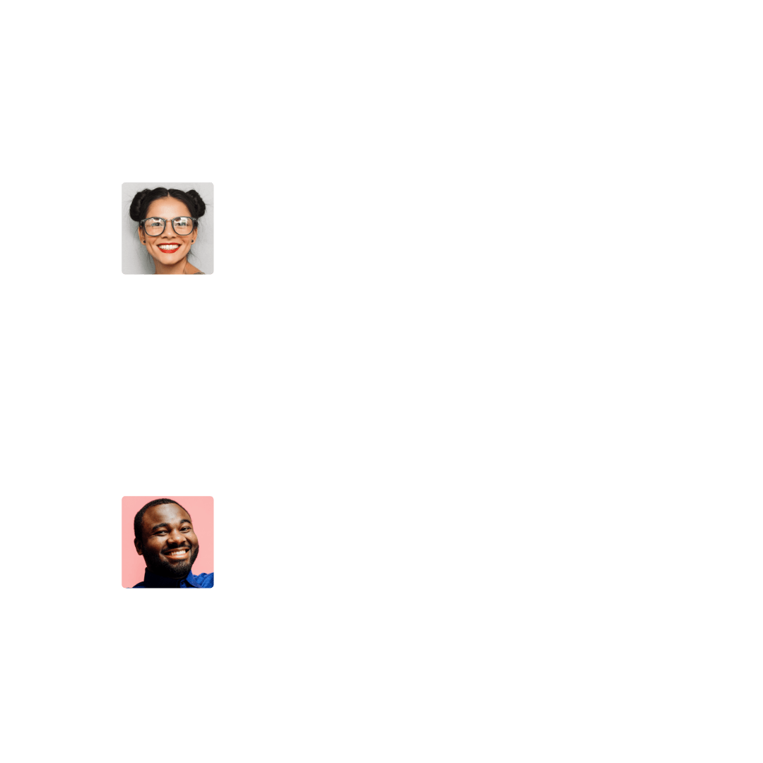 Smiling photos of the two people who fit the criteria of the filters
