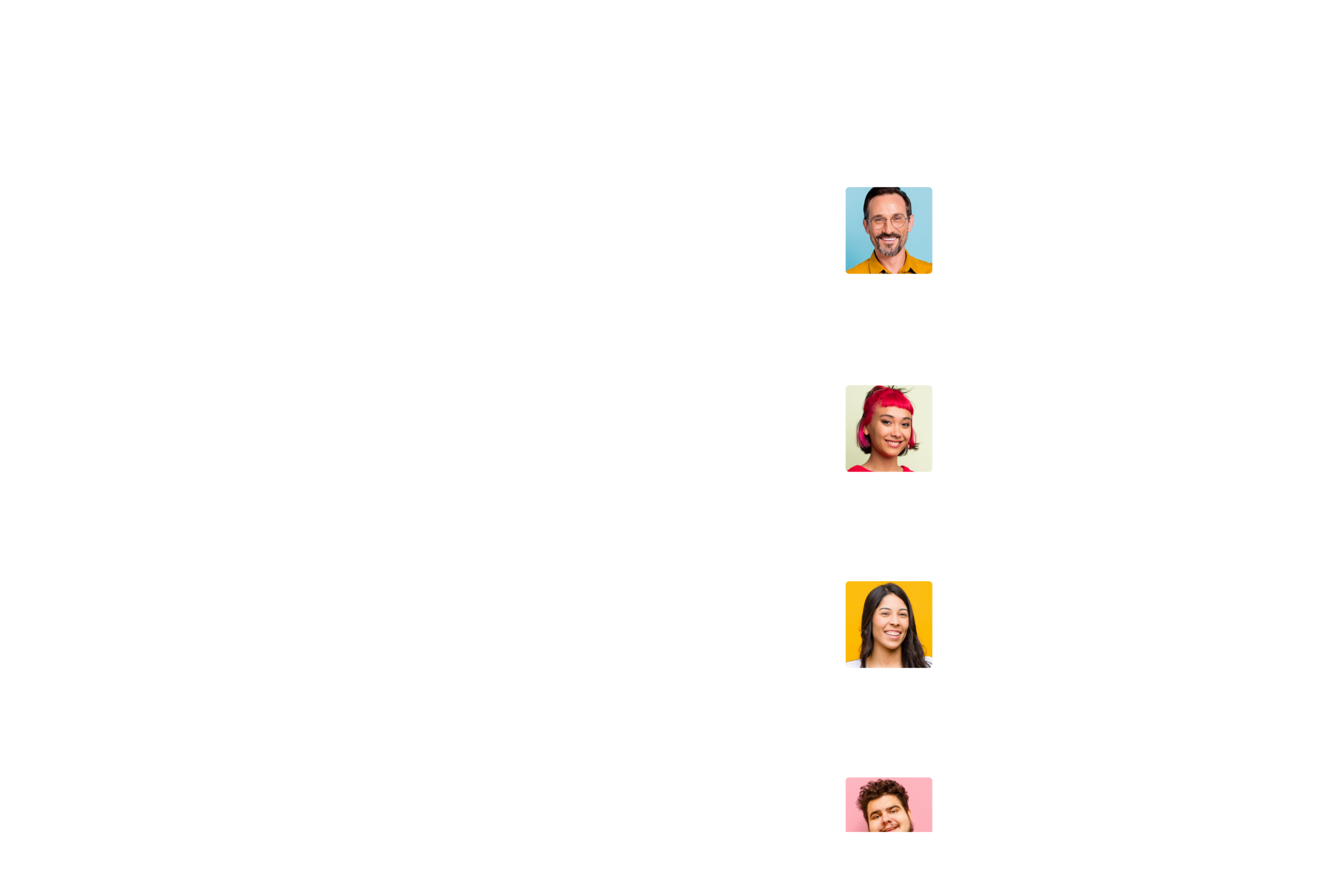 headshots of various people with pleasing expressions