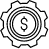 dollar sign on cog wheel icon