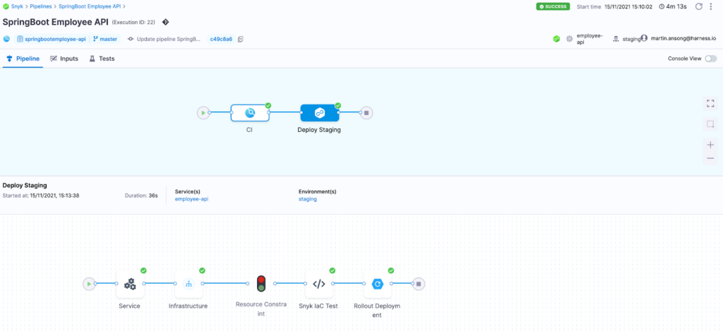 Snyk Workflow in Harness