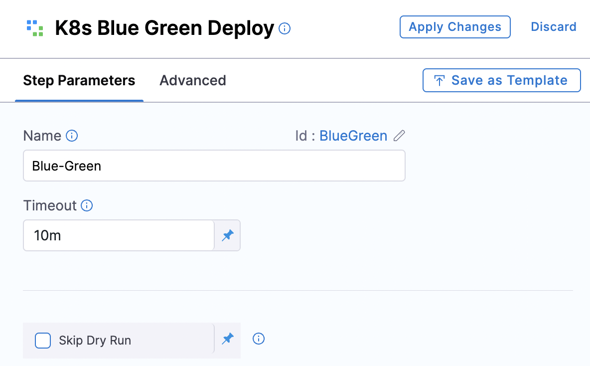 The image shows the blue/green deployment option. 