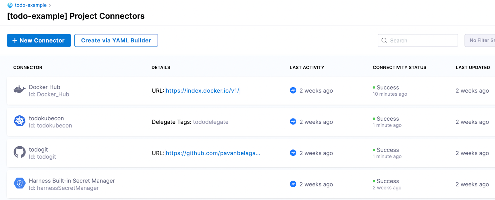 To Do Example: project connectors