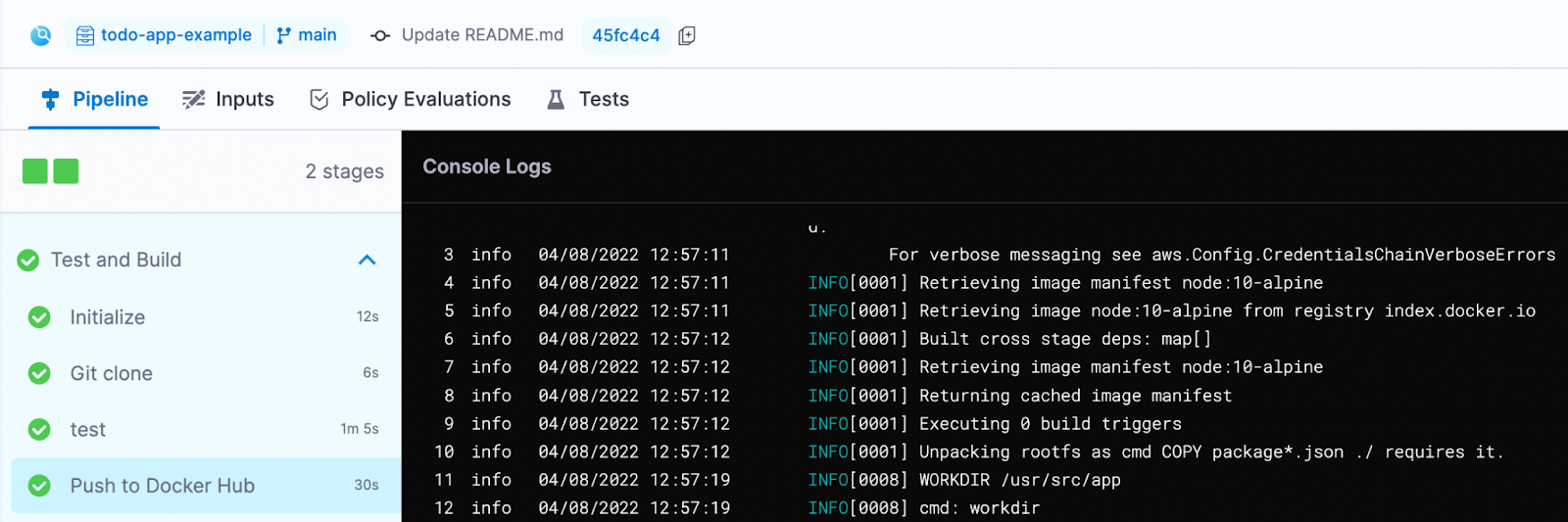 Console logs