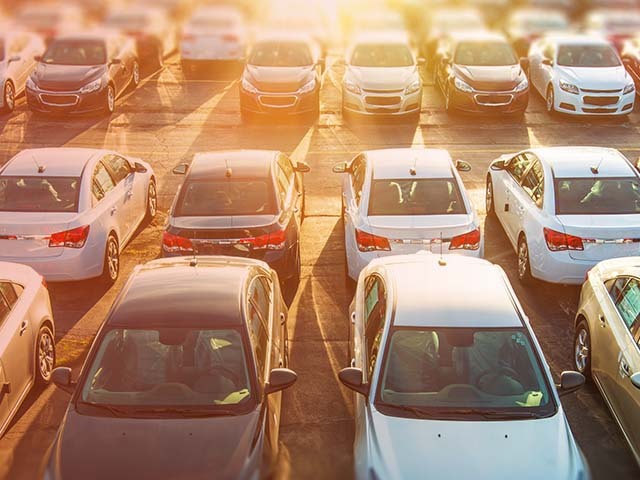 Used cars in a car auction