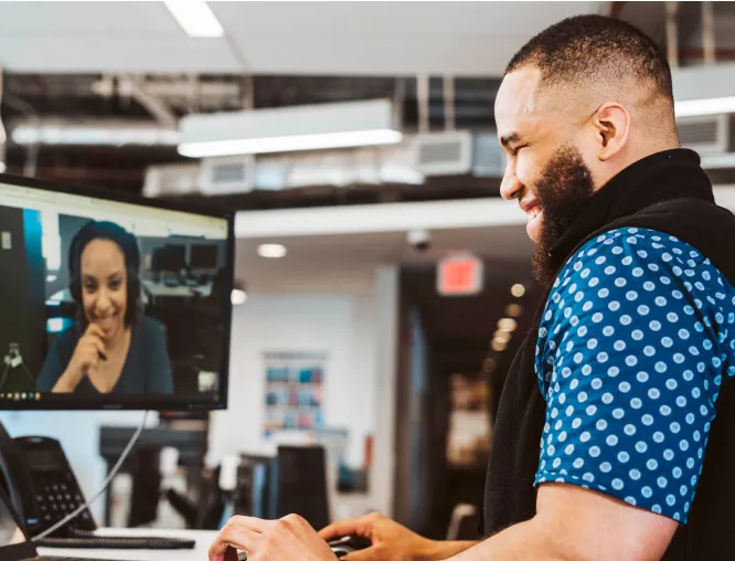 ACV hiring manager engaging in a virtual interview on zoom