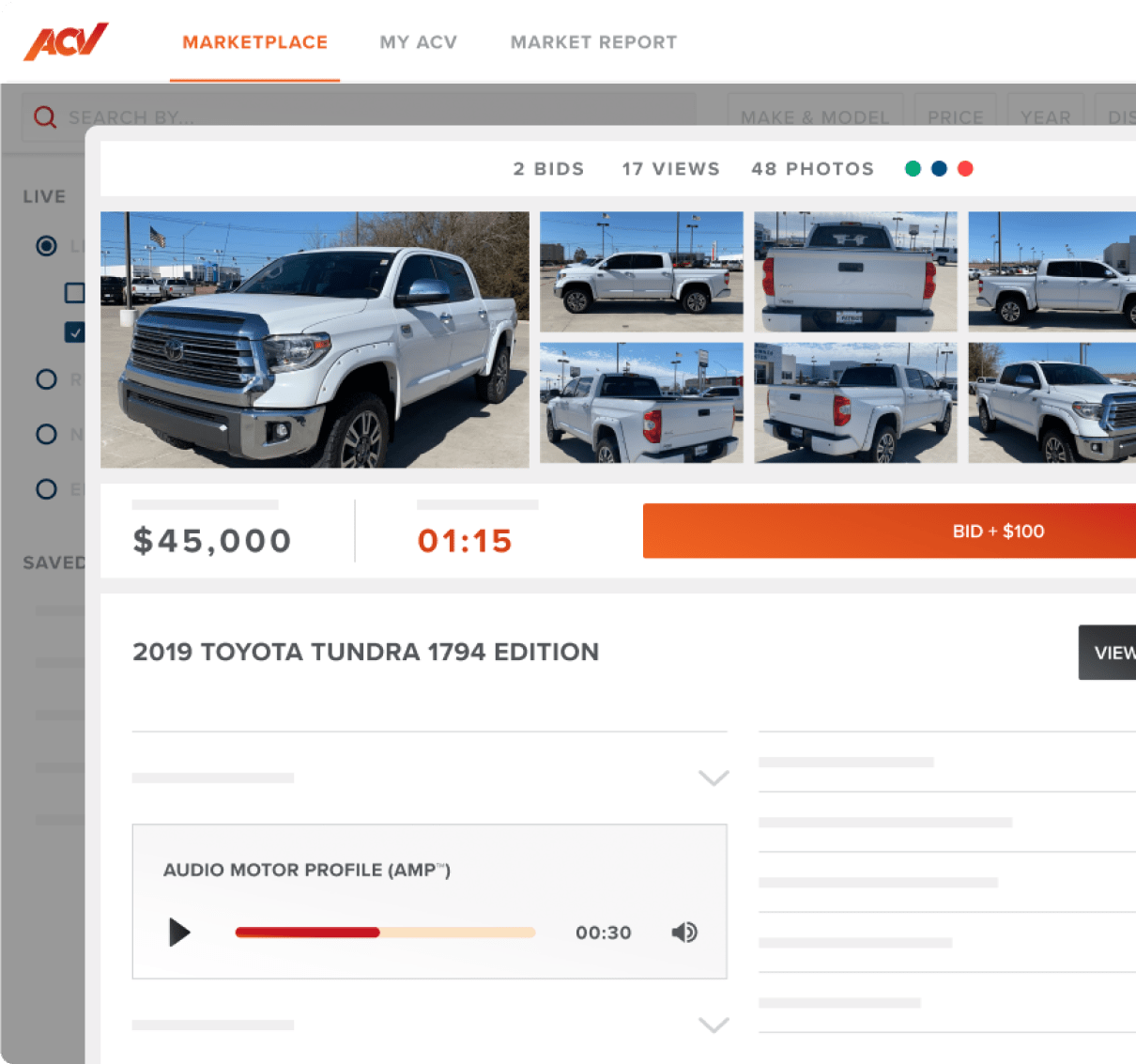 listing of 2019 Toyota Tundra 1784 on ACV marketplace
