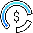 Icon of a dollar sign inside a circular pie chart