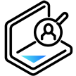 Icon of a laptop with magnifying glass