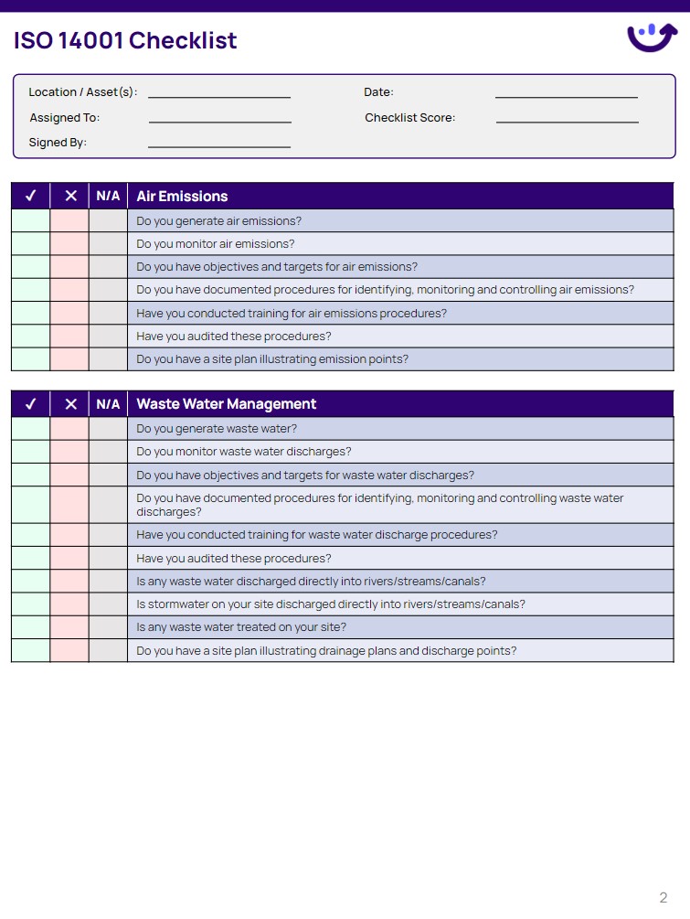 Iso 14001 Audit Checklist | Xenia Templates