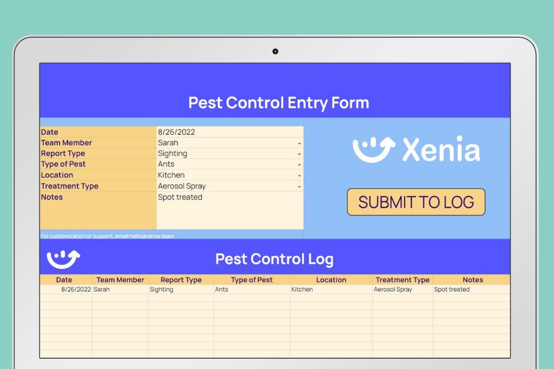 Pest Control Log Free Tools by Xenia