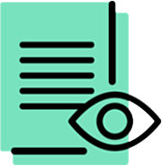 Icon of stack of paper with an eye