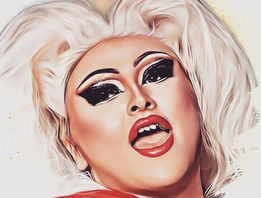 Painted image of drag performer Etherea Cree