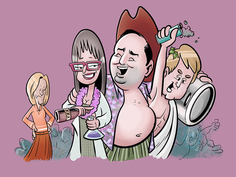 A cartoon image of the cast of Jason Kenney's Hot Boy Summer.