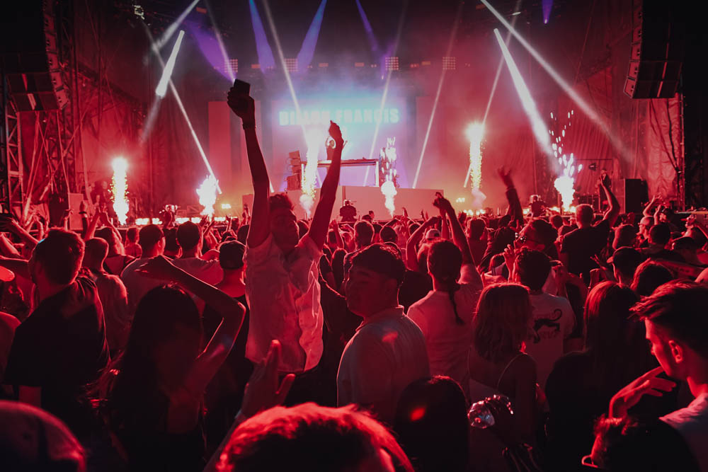 K-Day crowd dancing at a DJ concents at the Spotlight stage