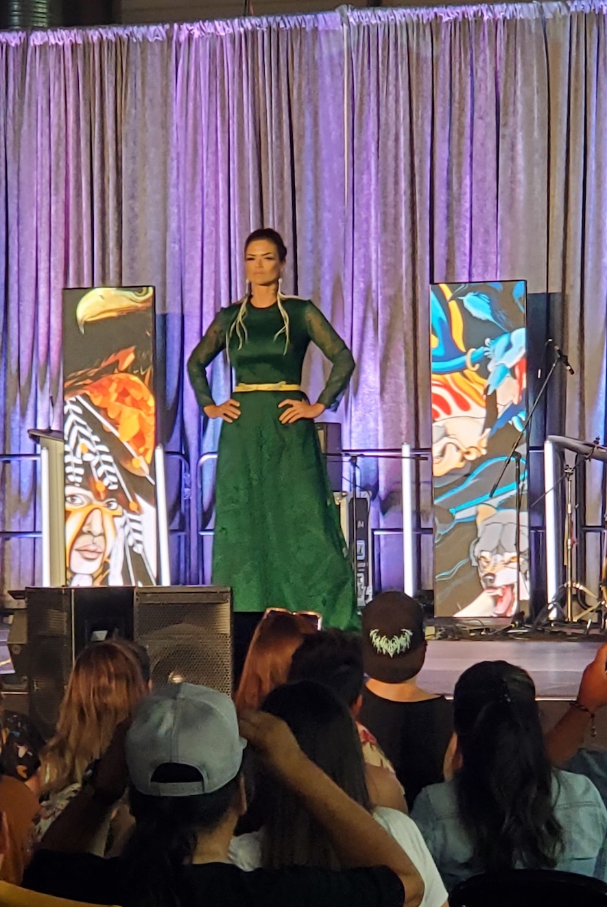 Indigenous Model on stage at the Indigenous Fashion Show K-Days