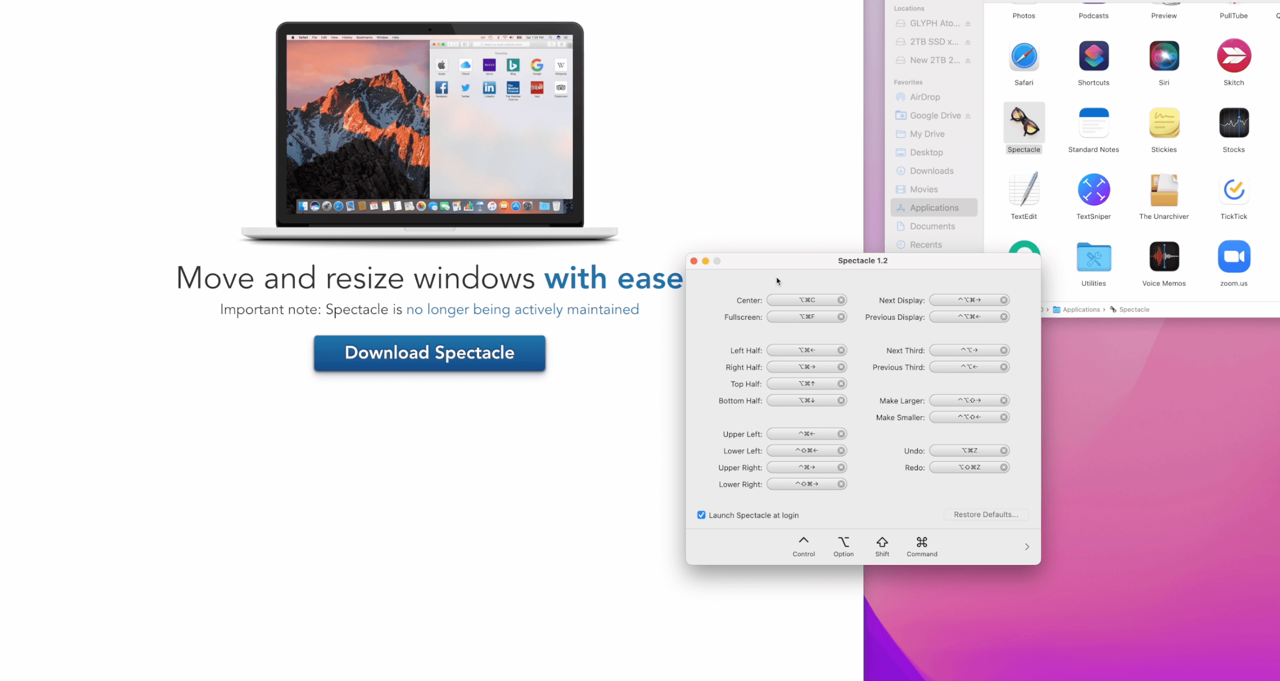 macos FREE Window Management App (Spectacle)