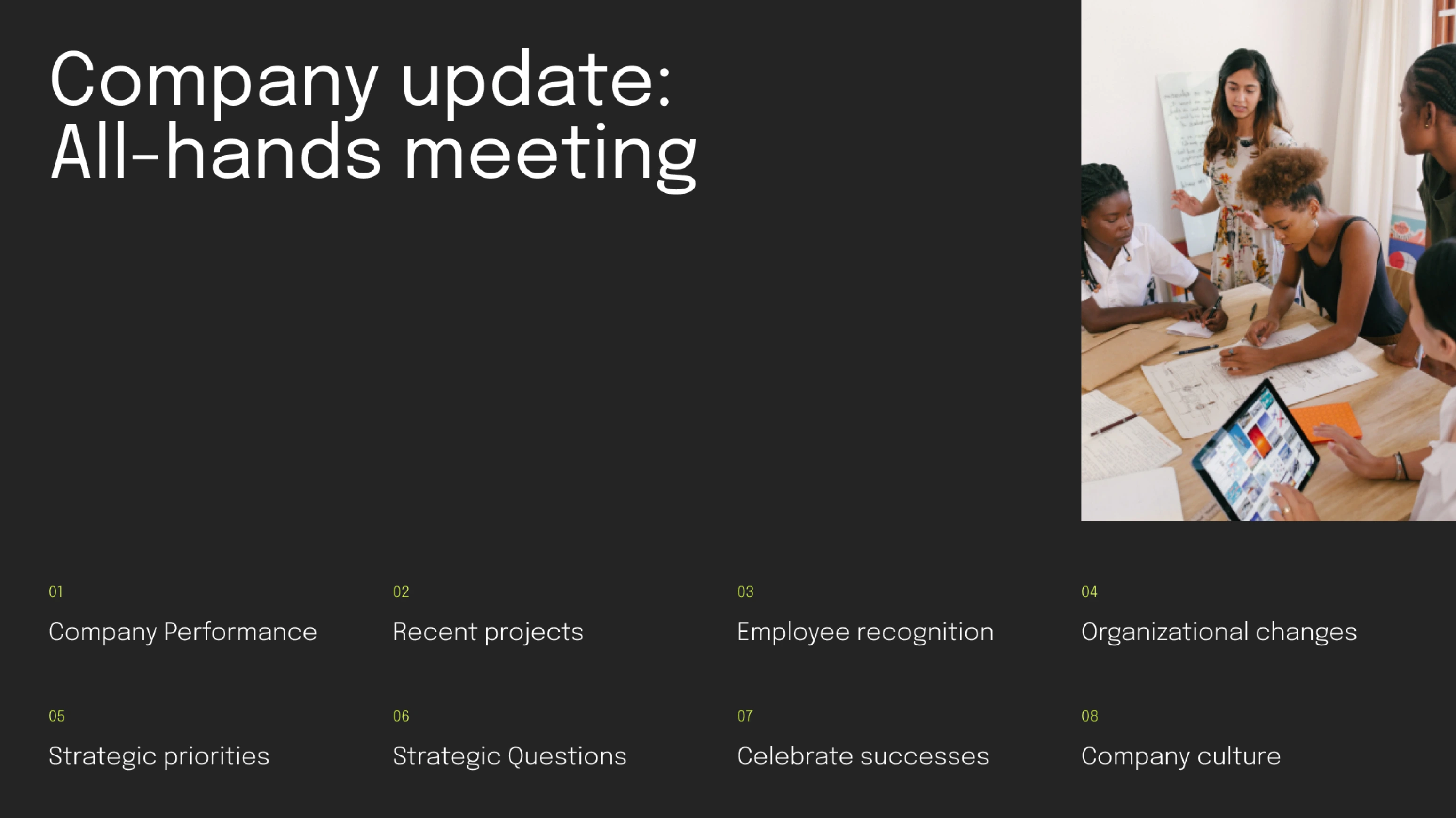 All hands meeting comoany report AI video template