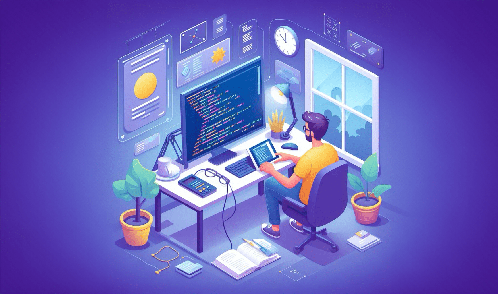 illustration of a developer coding with Next.js framework