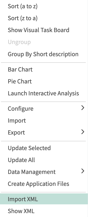 Import XML From List Context Menu