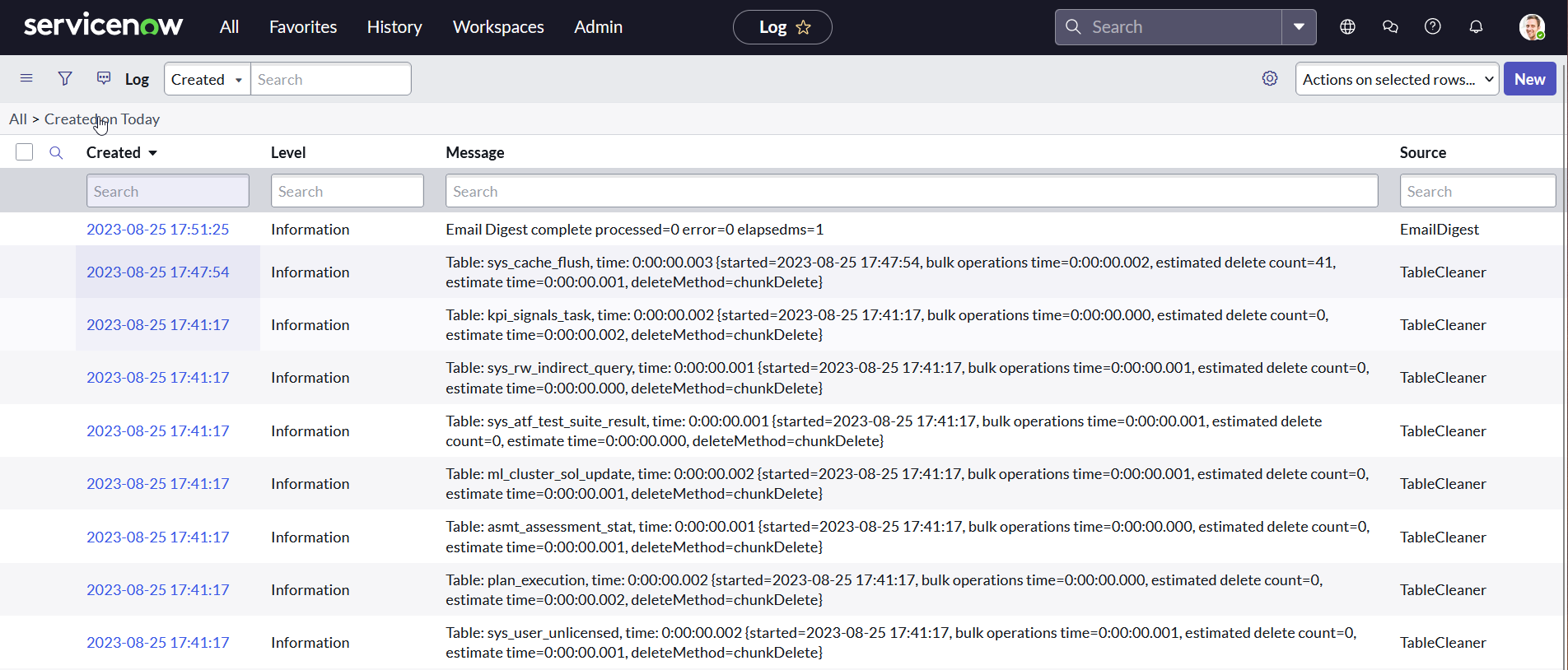 The (System) Log table