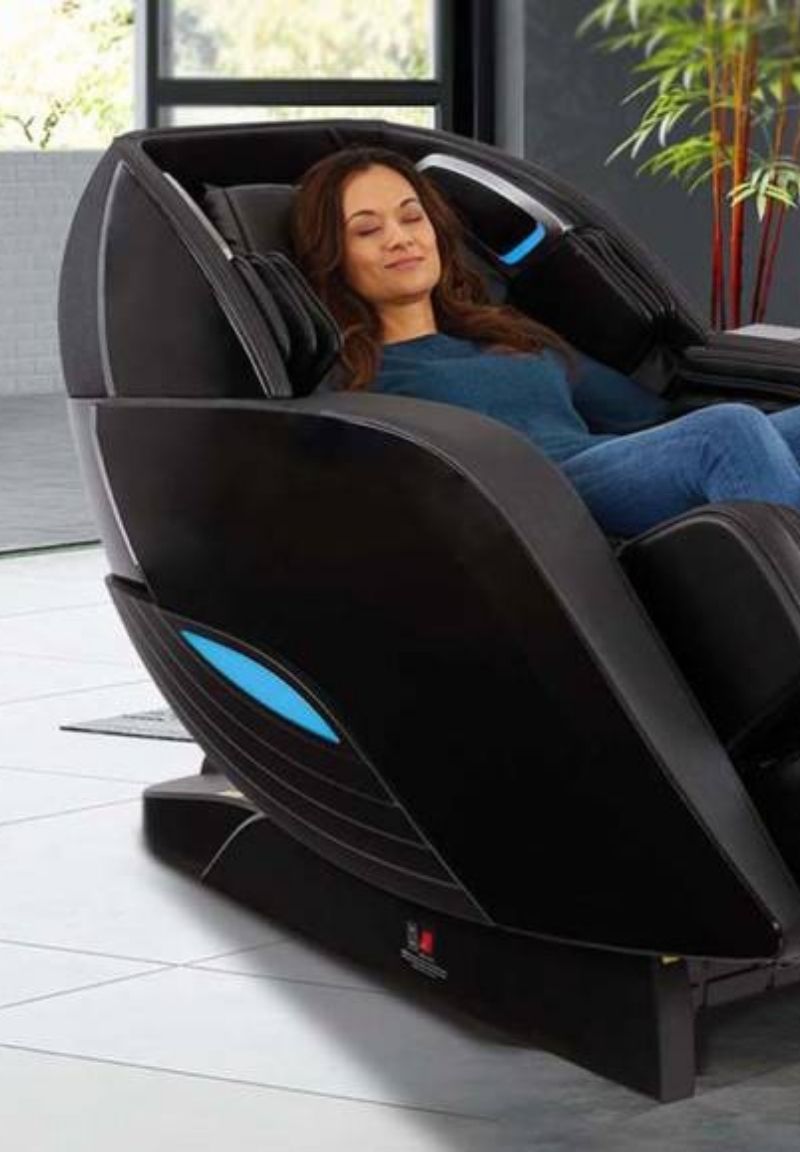 woman relaxing in massage chair