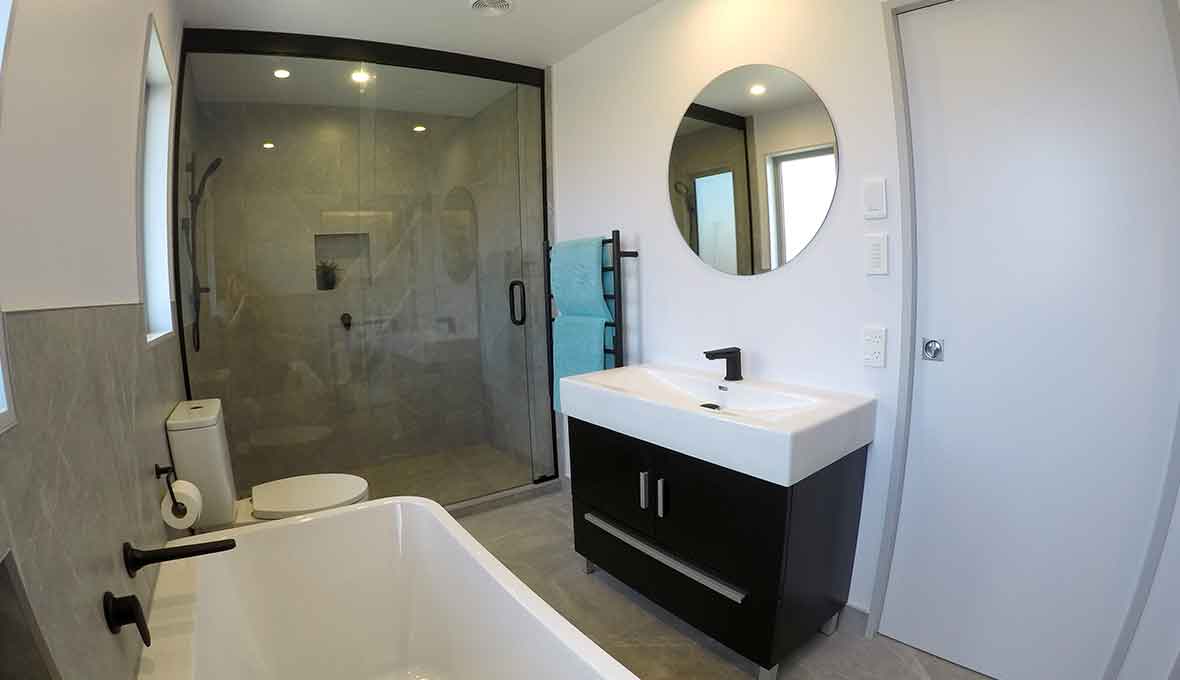 A combined bathroom, toilet and laundry in Palmerston North | Project