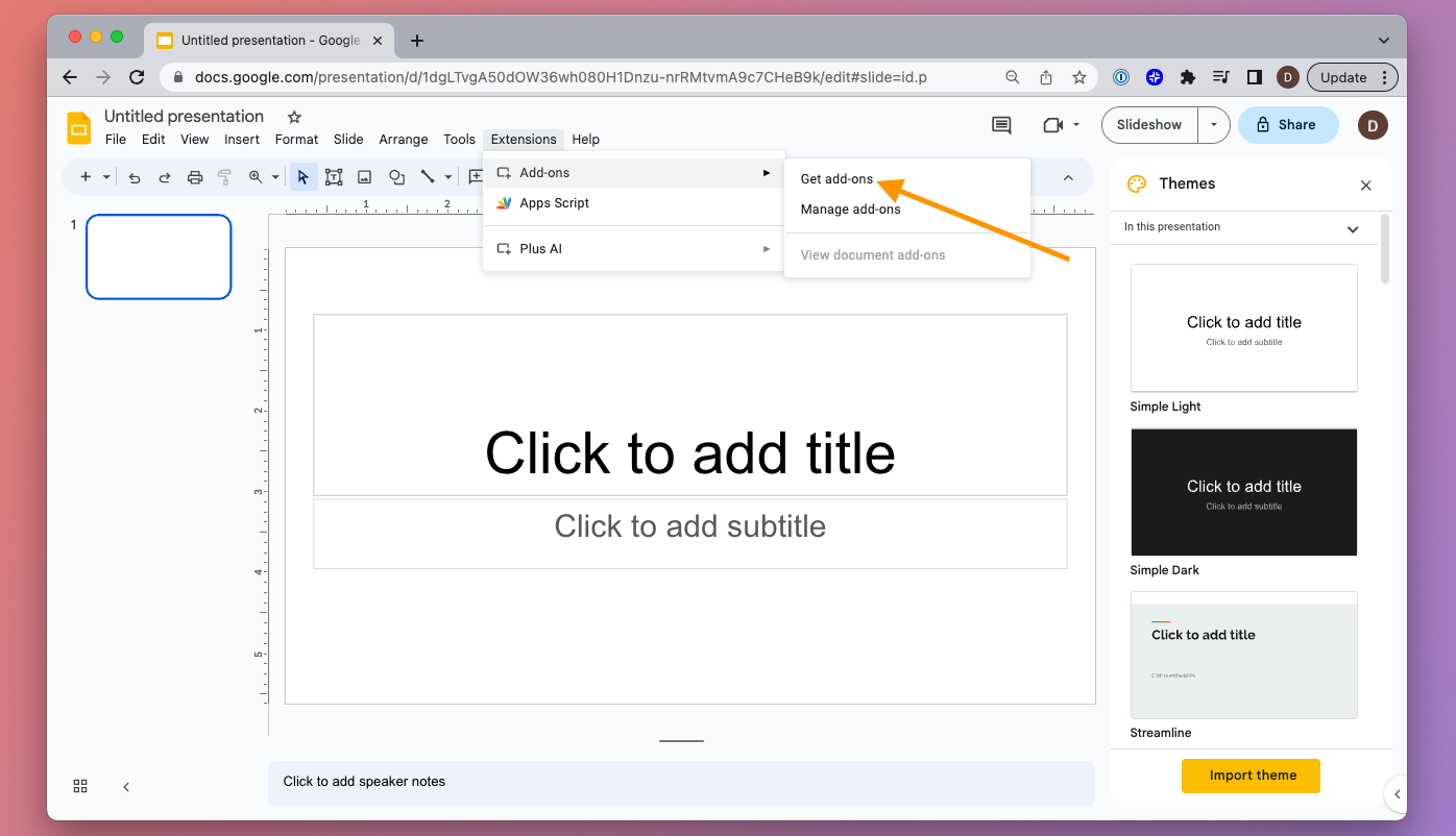 Google Slides Get Add-ons Screenshot