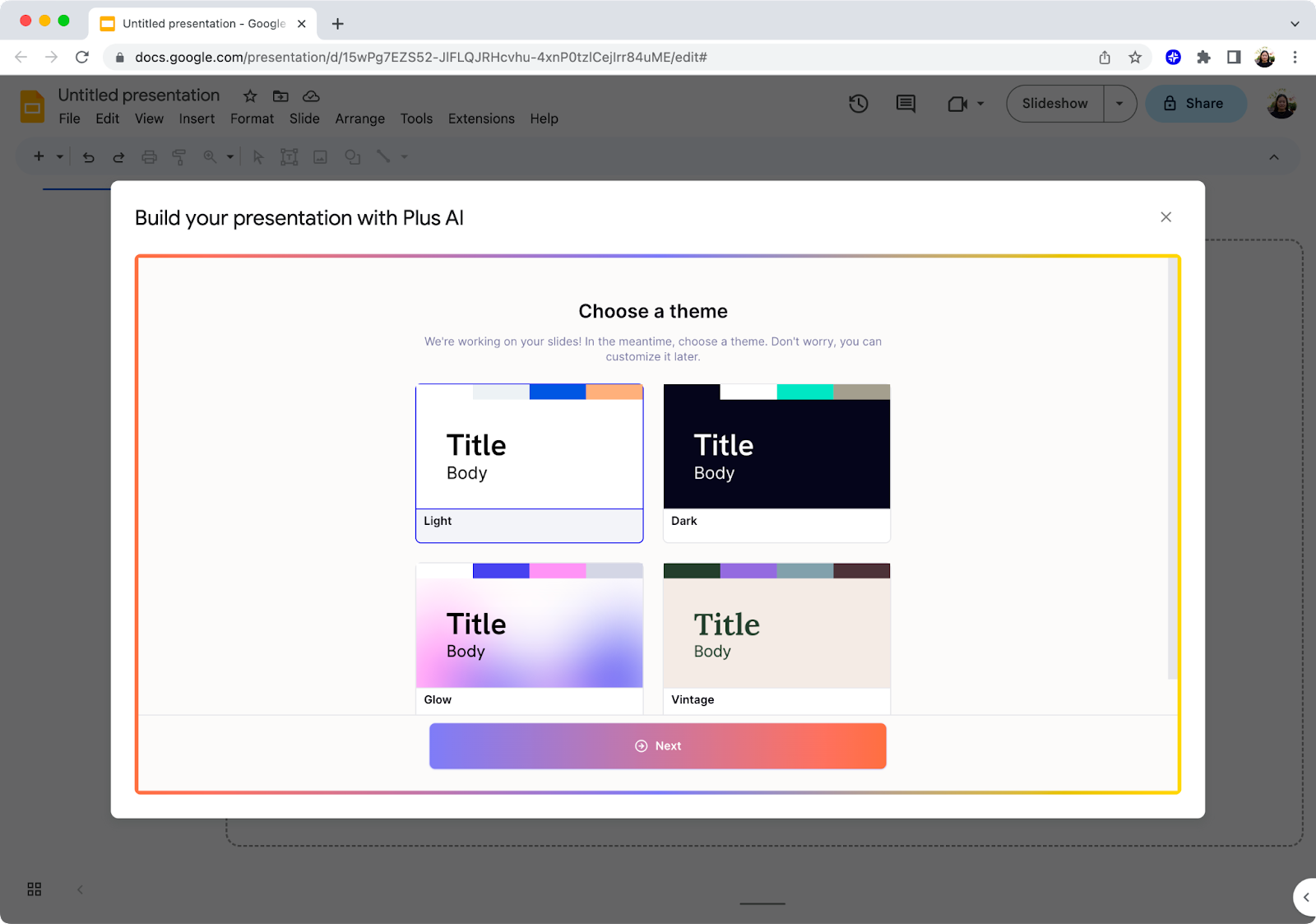 presentation slide using ai