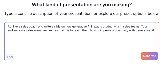 presentation slide using ai