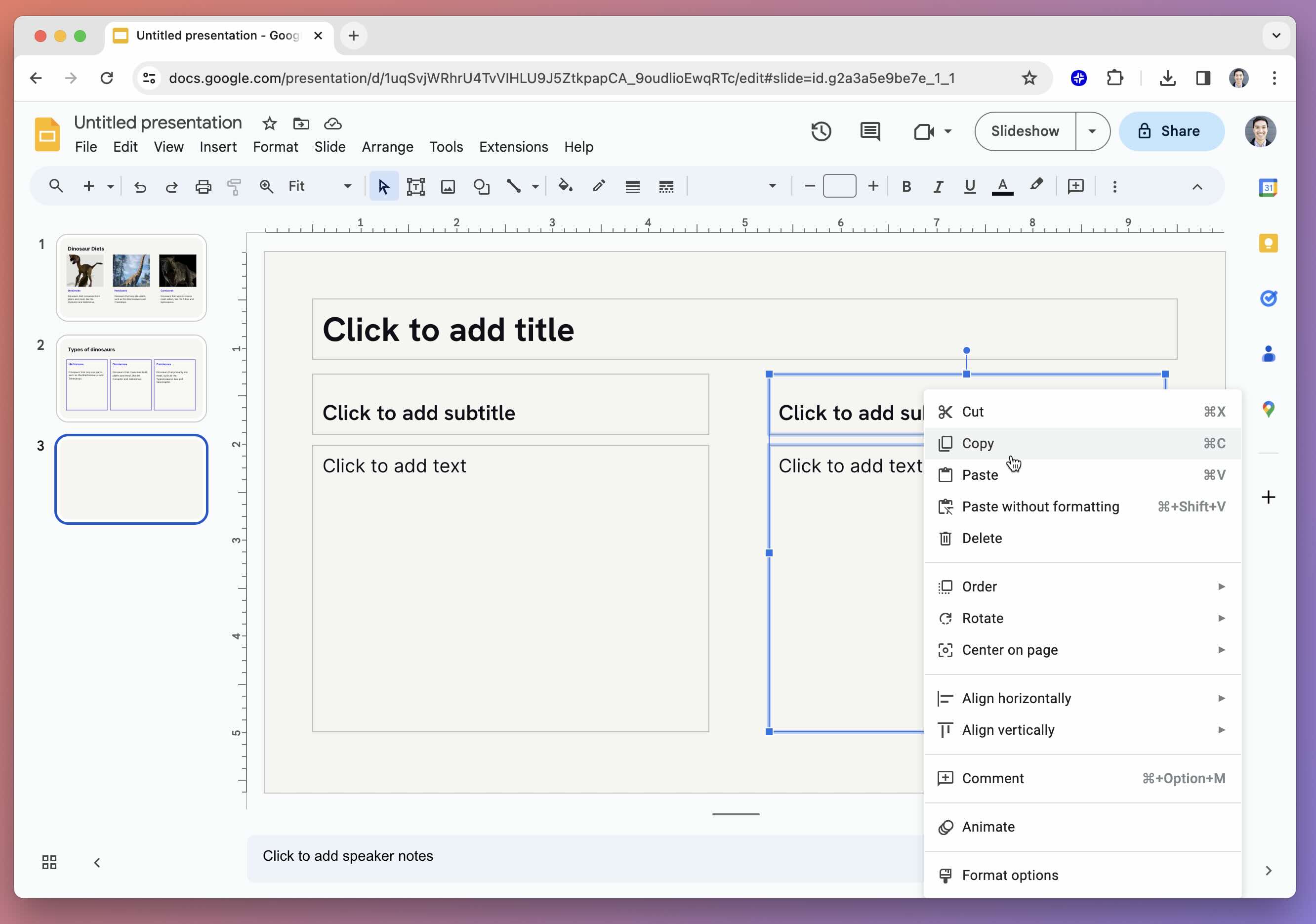 make columns google presentation