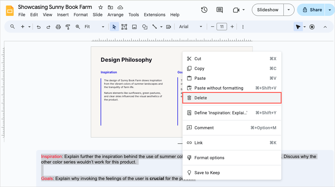 how to print presentation with notes google slides