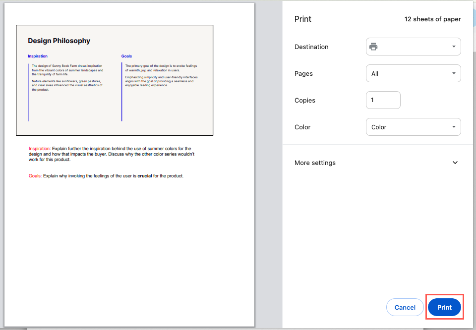 how to print presentation with notes google slides