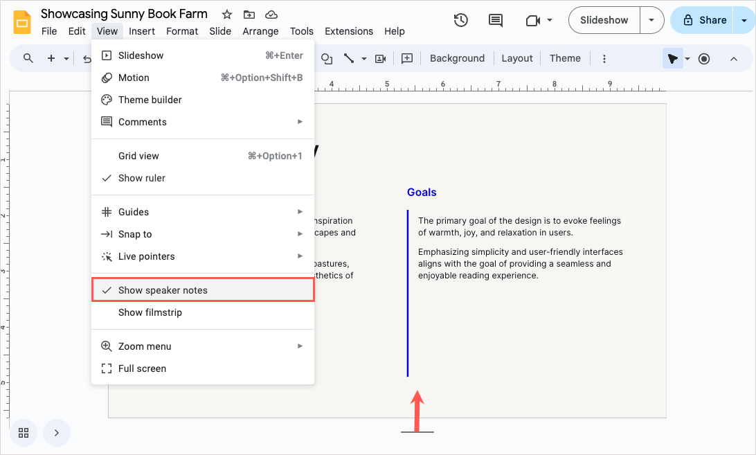 how to print presentation with notes google slides