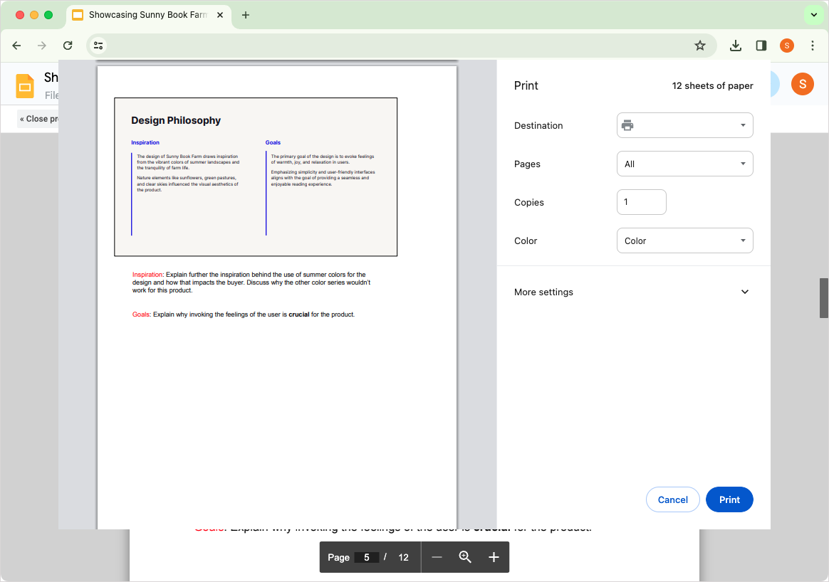 how to print presentation with notes google slides