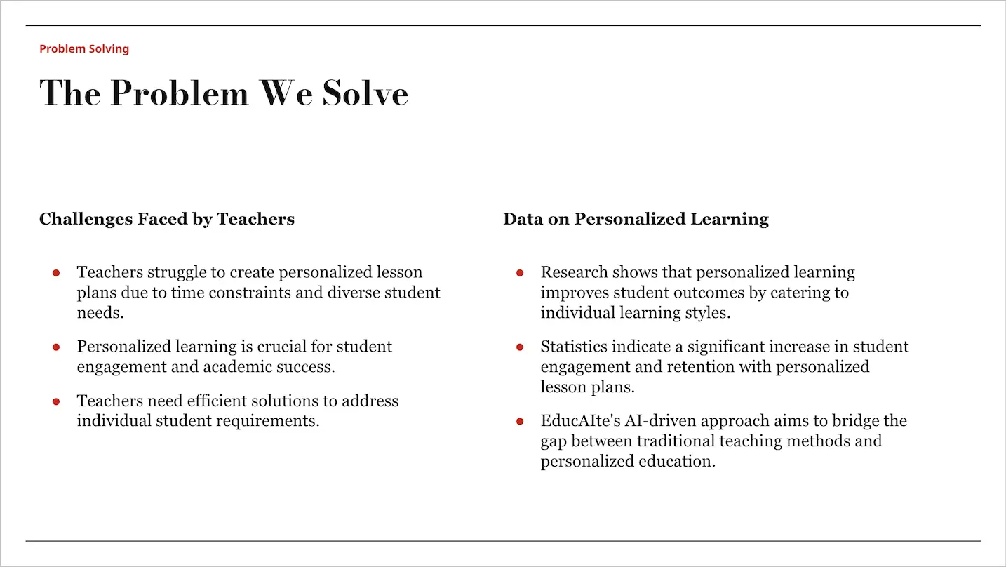 Example Plus AI output slide