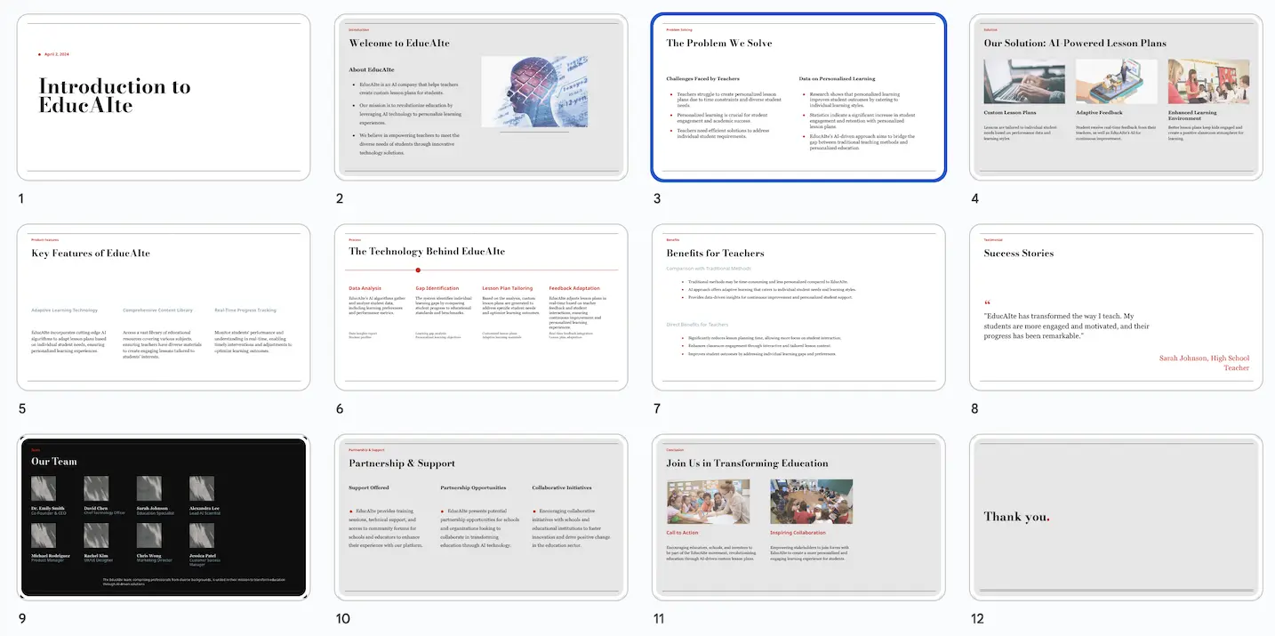 an example of presentation on powerpoint Example Plus AI output presentation