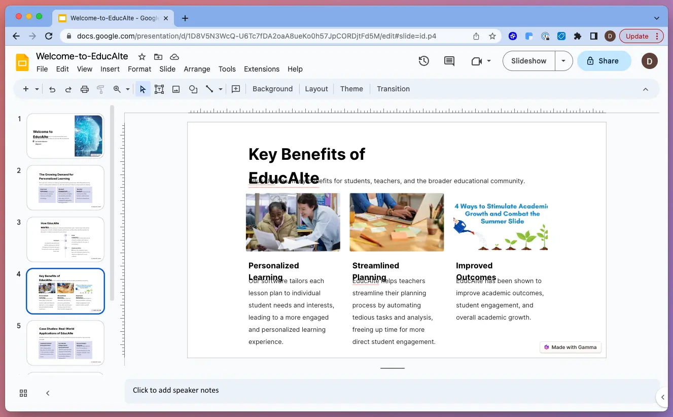 an example of presentation on powerpoint Gamma conversion issues
