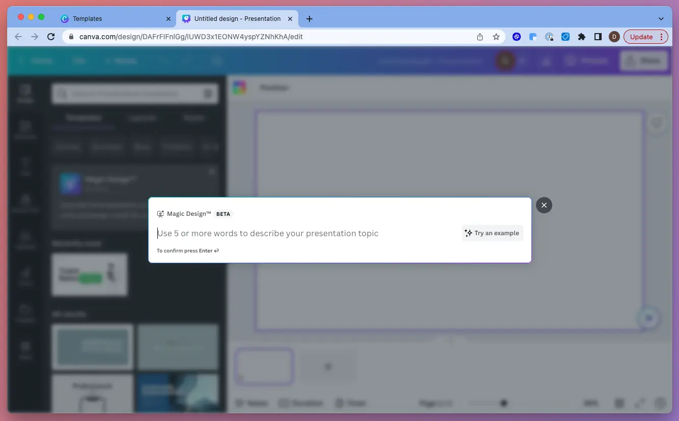 an example of presentation on powerpoint Canva UI for presentation maker